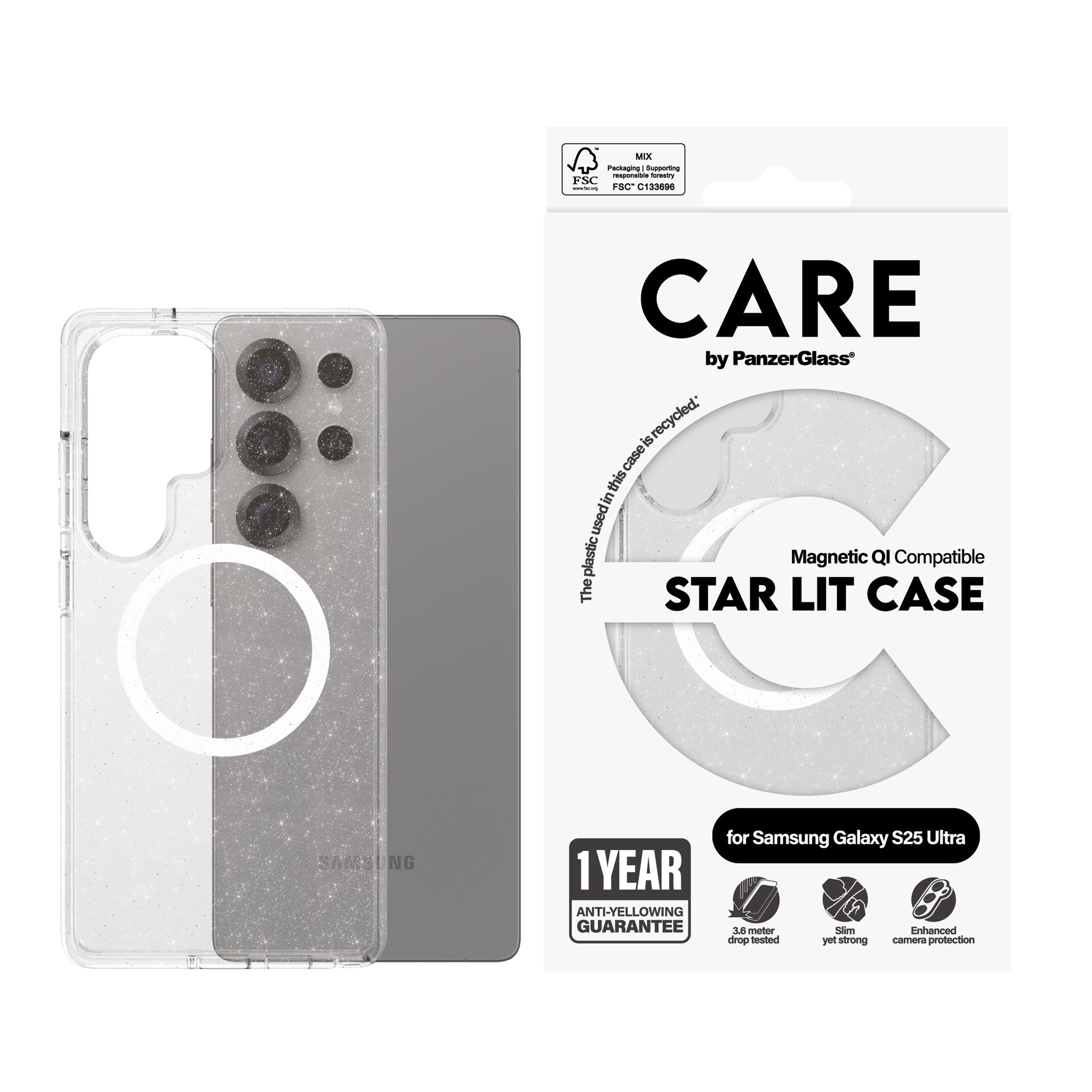 CARE by PanzerGlass® Flagship Case Urban Combat Star Lit m. Weiß Qi Compatible Samsung Galaxy S25 Ultra